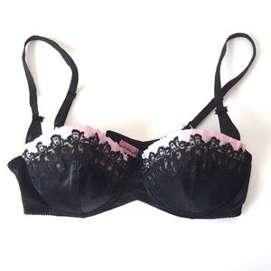 Victoria's Secret black and pink balconette bra and panty